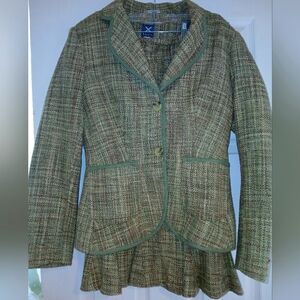 Green Sunde Ten Wool Tweed Vintage Suit. Size 6 Made In Canada.